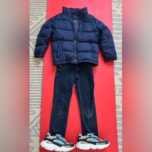 Puffer Jacket (7yo also works 8y)+Jeans( mango 8yo  + sneakers 2 1/2 set